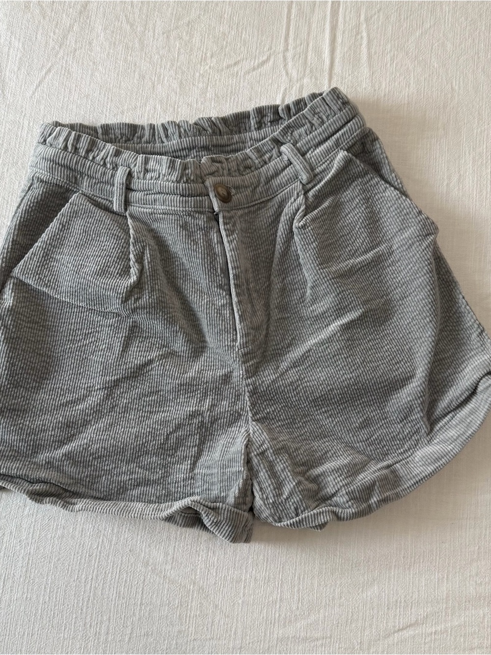 Wishlist Gray Textured Cotton Corduroy Pull-On Shorts